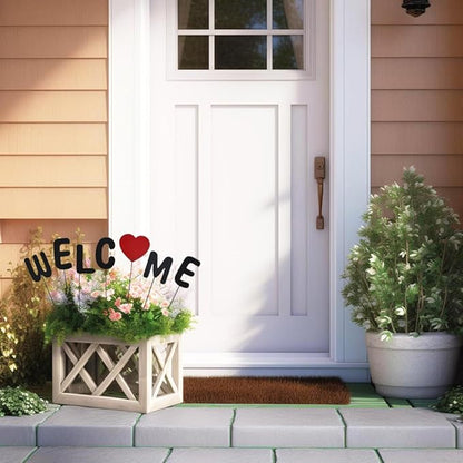 Metal Welcome Letter Yard Sign Garden Decor, Welcome Home Word Yard Art Stake Metal Plant Pick Letter Stick for Plant Pot Flower Bed Indoor Outdoor Patio Lawn Spring Decor