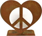 Peace and Heart Staked Signs or Wall Art Rustic or Powder Coated Finishes (Peace Heart XL on Flat Base 24", Naturally Rusted)