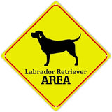 Labrador Retriever Crossing Sign Caution Labrador RetrieverDog Xing Sign Street Sign Wildlife Novelty Road Fence Wall Decor Warning Metal Tin Sign For Indoor Outdoor 15x15in