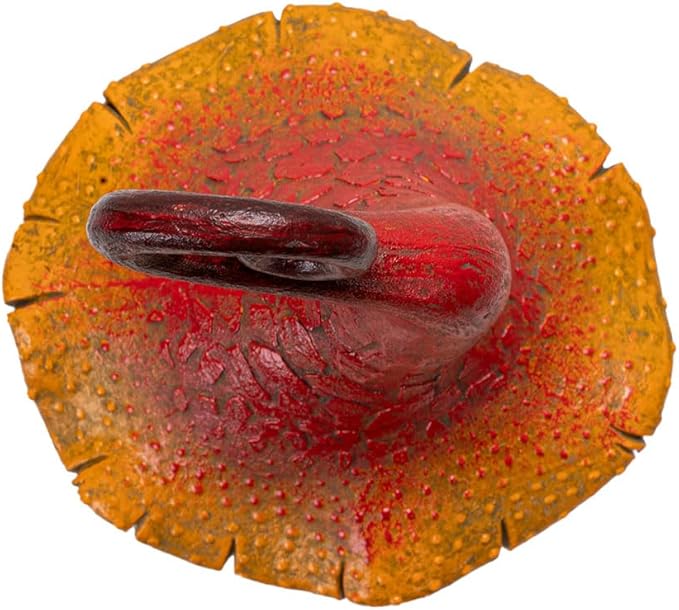 Pacific Giftware Whimsical Garden Toadstool Mushroom Statue with Curled Red and Orange Cap Resin Decor with Etched Texture for Fantasy Garden and Fairy Landscaping 9.06" Tall