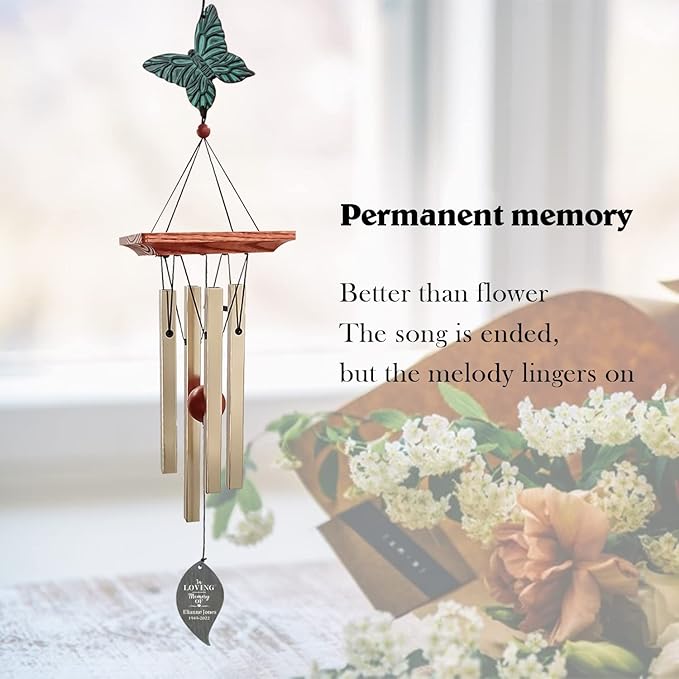 ASTARIN Memorial Custom Wind Chimes for Loss of Loved One, Wind Chimes for Patio Yard Decor, 24'' (condolences-10)