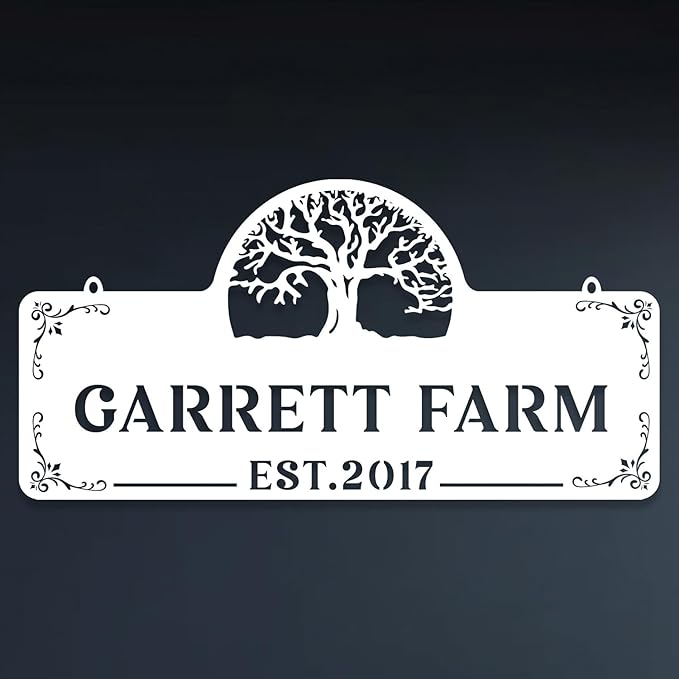 Personalized Metal Farm Sign, Customized Family Name Ranch Sign, Large Last Name Sign for Farmhouse Decoration, Outdoor Farm Wall Art, Welcome Sign, Entrance Gate Sign, Farm Lovers Gift, Garden Decor