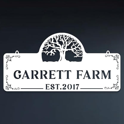 Personalized Metal Farm Sign, Customized Family Name Ranch Sign, Large Last Name Sign for Farmhouse Decoration, Outdoor Farm Wall Art, Welcome Sign, Entrance Gate Sign, Farm Lovers Gift, Garden Decor