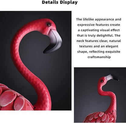 3Pcs Flamingo Outdoor Statues, Metal Flamingo Decorative Garden Sculpture with Stable Base Plate Standing Garden Statues for Home Patio Yard Display, 35", 42", 47" H, Pink