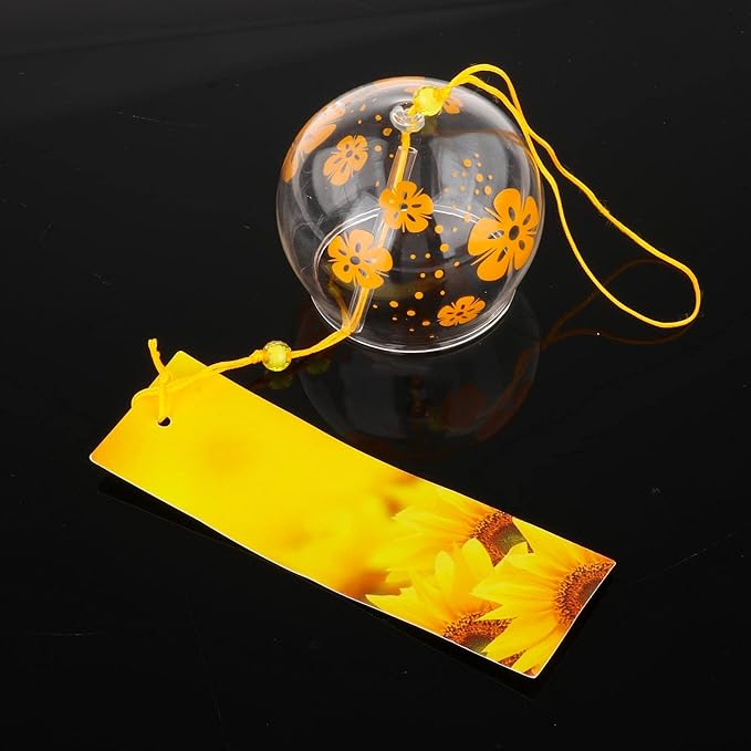 Glass Wind Chimes Set of 2, Handcrafted Wind Bells, Home Garden Wedding Indoor Outdoor Decoration, for Kids Friends