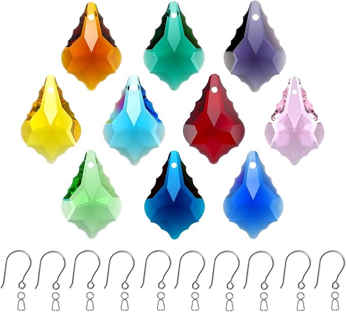 38mm Crystals Suncather Prism, 10pcs Maple Leaf Hanging Crystals Chandelier Replacement Colorful Ornament Pendant for Windows, Home, Wedding, Party Decor