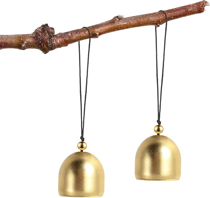 2 PCS Small Hanging Bell, Decoration Hanging Bells for Door Brass Small Hangings Wind Chimes Decorative Camping Tent Bells Chimes Fengshui Bell Wind Chime for Outside Good Luck Wealth and Safe