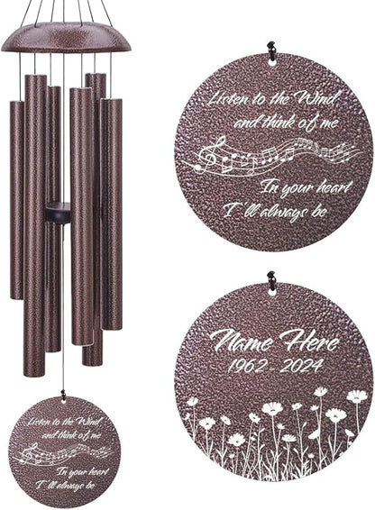 Personalized Sympathy Wind Chime, Memorial Wind Chimes for Loss of Loved One, Bereavement in Memory Wind Chimes, Sympathy Gifts in Memory of Father, Mother or a Loved One, Product in USA