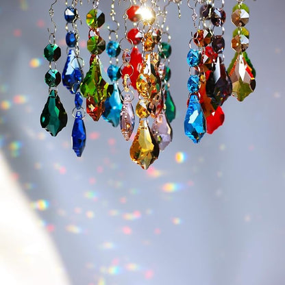 20pcs 38mm Crystal Maple Leaf Chandelier Prism Replacement Pendant with Crystal Glass Beads for Chandelier Christmas Decoration (Multi Color)