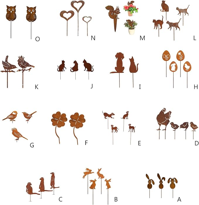 Metal Rusted Animals Garden Stakes Art Statues Backyard Yard Sidewalks Outdoor Backyard Decorations Animal Sculpture
