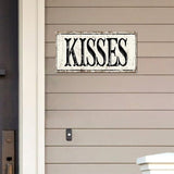 Madcolitote Vintage Kisses Wood Sign Kisses Custom Street Sign Rustic Wooden Wall Art Farmhouse Wall Decor Kitchen Wall Hanger Retro Decoration Sign Housewarming Gift 6x12in