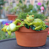 Set of 2 Funny Frog Statues Outdoor Flower Pot Hugger, Resin Hanging Frog Figurines Cute Climbing Animals Sculpture Plant Pot Decorations for Home Garden Patio Lawn Yard Ornaments (Keep Quiet)