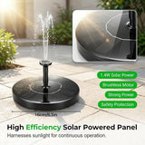 Solar Fountain for Bird Bath, 2026 New Floating Mini Solar Water Fountain with 6 Nozzles, Solar Birdbath Fountain for Garden, Pond, Pool, and Outdoor (2, 5.1in)