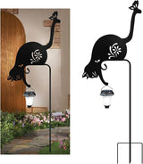 Cat Holding Solar Lantern Garden Stakes Outdoor Metal Cat Stakes Decorative Garden Stakes Suitable for Yard and Lawns(Cats Decor Garden Stake)