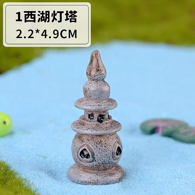 MAOMIA 8 Pcs Mini Lighthouse Water Well Bridge Figurines Miniature Gardening Pool Lawn Running Water Terrarium Stone Bridge Figurine Micro Landscape Indoors Outdoors Decorative Accessory