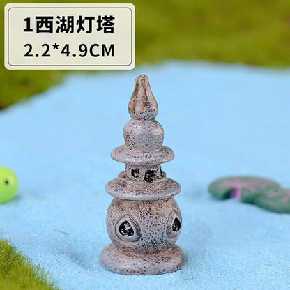 MAOMIA 8 Pcs Mini Lighthouse Water Well Bridge Figurines Miniature Gardening Pool Lawn Running Water Terrarium Stone Bridge Figurine Micro Landscape Indoors Outdoors Decorative Accessory