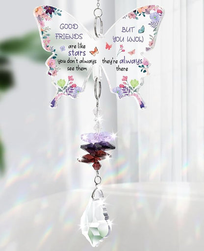 Funnli Best Friend Birthday Gifts for Women Crystal Suncatcher, Galentines Day Gifts for Friend Women Sister, Birthday Mothers Day Retirement for Friends Window Hangings Home Decoration