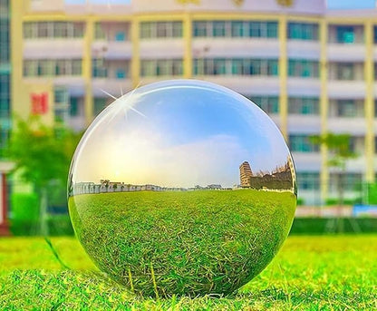 Nerien 10 Inch Gazing Ball, Stainless Steel Garden Mirror Globe, Polished Ornament Sphere, Hollow Floating Reflective Hemisphere, Home Outdoor Pond Housewarming Swimming Pool Decoration Gifts, Silver