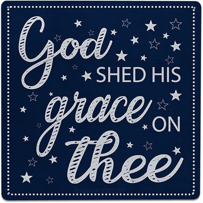 God Shed His Grace On Thee Metal Sign Independence Day 4th of July Gifts Home Decor for Labor Day USA Art Wall Hanging Decoration for Front Door Outdoor Outside Porch (8x8 Inch)