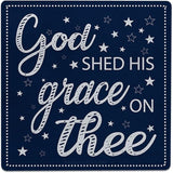 God Shed His Grace On Thee Metal Sign Independence Day 4th of July Gifts Home Decor for Labor Day USA Art Wall Hanging Decoration for Front Door Outdoor Outside Porch (8x8 Inch)