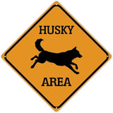 Husky Area Xing Caution Crossing Sign Husky Dog Metal Tin Sign Warning Sign Novelty Road Fence Yard Wall Decor For Indoor Outdoor Man Cave Highway 15x15in