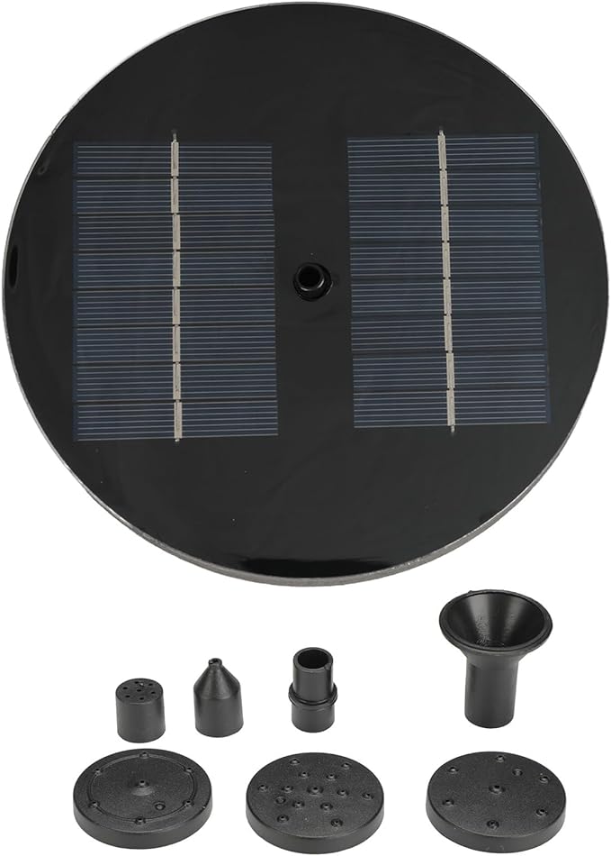 Solar Fountain, Round Solar Water Fountain Pump for Bird Bath, 1.6W Floating Solar Landscape Fountain for Garden Decoration Pool Pond