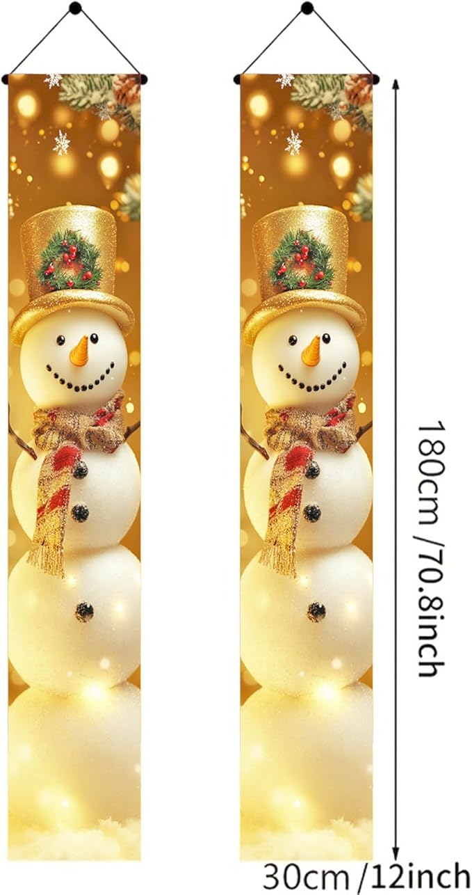 BlissYard Large Christmas Porch Banner Winter Snowman Banner 12x71 Inch Door Banners Decoration Winter Holiday Welcome Sign Front Door Porch Indoor Outdoor Festive Home Decor Hanging Vertical Flag