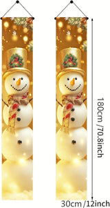 BlissYard Large Christmas Porch Banner Winter Snowman Banner 12x71 Inch Door Banners Decoration Winter Holiday Welcome Sign Front Door Porch Indoor Outdoor Festive Home Decor Hanging Vertical Flag