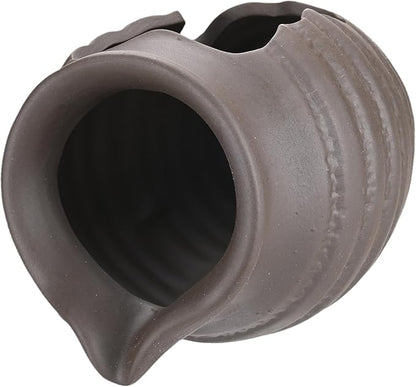 M METERXITY Ceramic Garden Fountain Spitter, Clay Pot Ecological Tank for Pond/Backyard Water Feature/Cave Waterfall/Landscaping, DIY Water Flow Jar Hydroponic Vase [5.5in, Vintage Brown]
