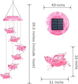 Solar Wind Chimes for Outside- Pig Wind Chimes Pink,7 Colors Changing Outdoor Waterproof Flying Pig LED Wind Bell, Patio Garden Yard Decor (Mom, Women, Gardening Gifts)