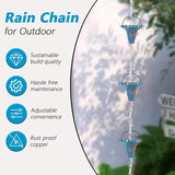 11.5 Ft Rain Chains for Gutters, Metal Rain Chain with 12 Funnel Cups, Rain Catcher Chain for Eaves Drainage, Adjustable Rainwater Chain for Outdoor Decor