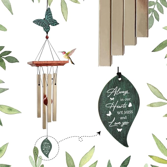 ASTARIN Memorial Custom Wind Chimes for Loss of Loved One, Wind Chimes for Patio Yard Decor, 24'' (Condolences-2)