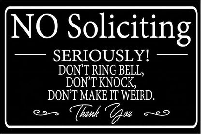 Funny Dark Humor Beware Warning Sign, No Soliciting Wall Decor, Don’t Ring Bell Don’t Knock, Yard Garden Plaque Outdoor for Home Fence 8 X 12 Inches