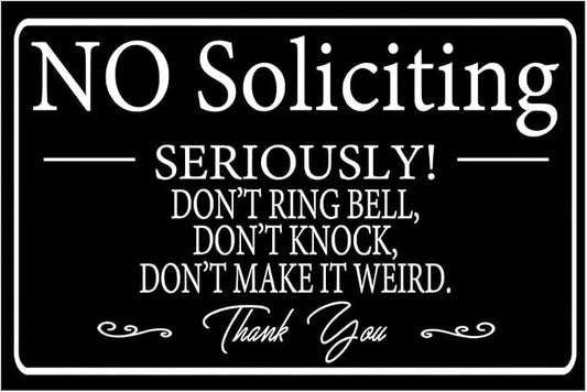 Funny Dark Humor Beware Warning Sign, No Soliciting Wall Decor, Don’t Ring Bell Don’t Knock, Yard Garden Plaque Outdoor for Home Fence 8 X 12 Inches