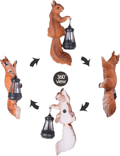 14in Big Squirrel Solar Squirrel Sculpture Decoration Resin Outdoor Garden Decoration, Suitable for Outdoor Garden Decoration, Suitable for Ladies, Mothers, Grandma Gifts
