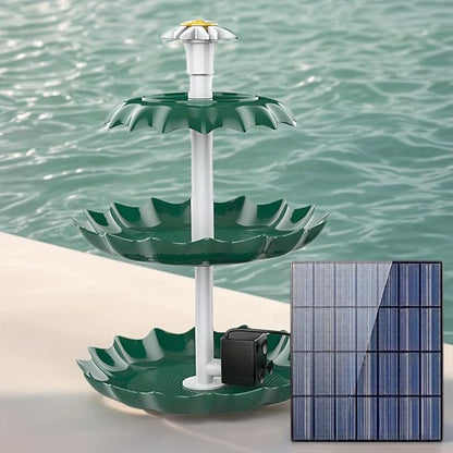 HEERTTOGO 1Pc of 3-Layer Bird Bath with Solar Pump, DIY Solar Fountain, Detachable, Suitable for Bird Bath, Garden, Outdoor Bird Feeder, 3-Layer Flowing Fountain, Swimming Pool Decoration Accessories