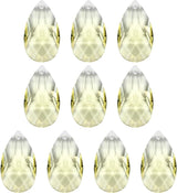PATIKIL K9 Crystal Pendants Teardrop Beads, 10 Pack 38mm Chandelier Prisms Parts Hanging Beads DIY Lamp for Arts Crafts Decoration, Light Yellow