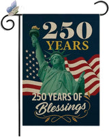 CANTENDO 250th Anniversary USA Patriotic Flag Double Sided Flax Statue of Liberty DesignTheme 1776-2026 Semiquincentennial Outdoor Yard Decorative Flags Banner(12"x 18"）