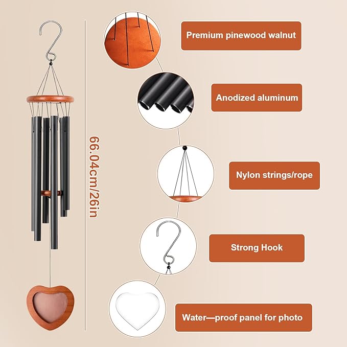 Memorial Wind Chimes Outdoor,Personalized Sympathy Gifts for Loss of Loved One, Memorial Gifts for Loss of Mom,Wind Chimes for Mother's Day Mom Grandma Neighbors Unisex
