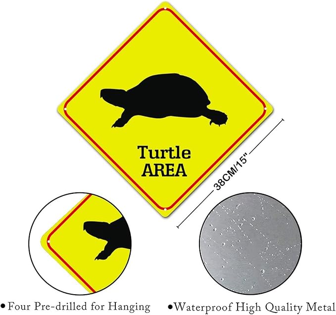 Sea Turtle Area Xing Caution Crossing Sign Ocean Animal Aluminum Metal Sign Warning Sign Novelty Road Fence Yard Wall Decor For Indoor Outdoor Highway15x15in