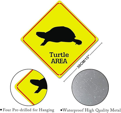 Sea Turtle Area Xing Caution Crossing Sign Ocean Animal Aluminum Metal Sign Warning Sign Novelty Road Fence Yard Wall Decor For Indoor Outdoor Highway15x15in