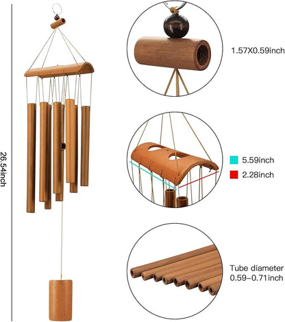 VIREKM Wind Chimes for Outside, Sympathy Wind Chimes Bamboo Windchimes Outdoors with Natural Sounds, Gifts for Mom, Indoor Outdoor Decorations for Patio Porch Garden and Backyard