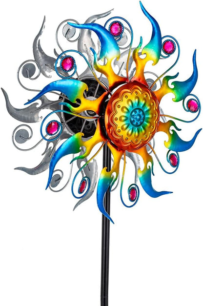 Wind Spinner Outdoor,Kinetic Metal Wind Spinner for Yard,Rustproof＆Waterproof Windmill,Wind Sculptures for Yard Decor 13 * 57 Inches