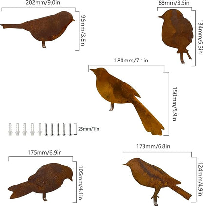 Rusty Bird Silhouette with Rusty Patina Birds Decoration Lifelike Metal Birds Garden Ornaments Silhouette Simulation Bird Figurine Rustic Outdoor Patio Yard Adornment (Silhouette)