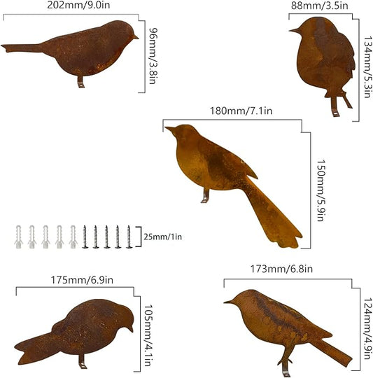 Rusty Bird Silhouette with Rusty Patina Birds Decoration Lifelike Metal Birds Garden Ornaments Silhouette Simulation Bird Figurine Rustic Outdoor Patio Yard Adornment (Silhouette)