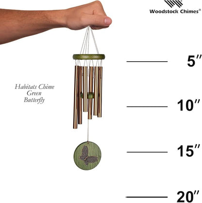Woodstock Chimes Signature Collection, Woodstock Habitats Chime, 17'' Green, Butterfly Habitats and Nature Wind Chimes for Outdoor, Patio, Home or Garden Décor (HCGB)