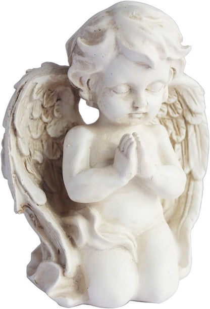 KiaoTime Vintage Kneeling Praying Cherub Statue Angel Statue Figurine Indoor Outdoor Home Garden Decoration Wings Angel Statue Sculpture Memorial Statue