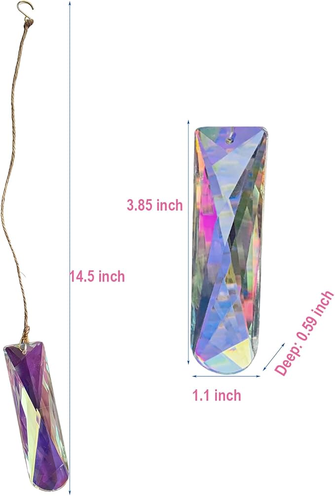Crystal Prism Suncatcher DIY, 3pc Rectangular Prism Sparkling suncatchers for Windows Hanging, Car, Garden & Home Décor