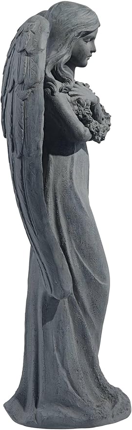 John Timberland Standing Angel Statue Sculpture Catholic Religious English Decor Indoor Outdoor Garden Front Porch Patio Yard Outside Home Balcony House Exterior Faux Greystone Ceramic 25" Tall