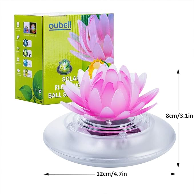 pearlstar Solar Pond Lights - Waterproof LED RGB Solar Floating Lights for Swimming Pool, Spa, Patio, Wedding Party, Christmas Decorations (2Pcs Lotus)